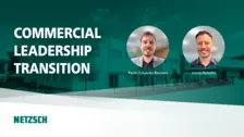 Commercial leadership transition at NETZSCH Grinding & Dispersing featuring portraits of Paulo Eduardo Reuters and Jonny Rebello.