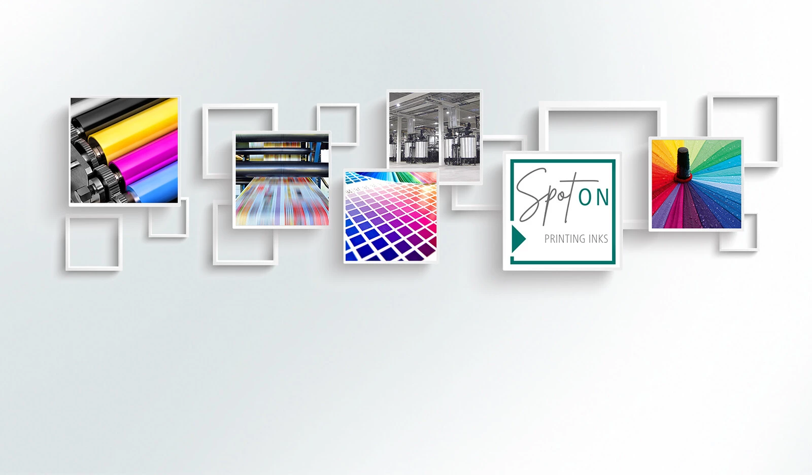 Colorful printing inks and industrial printing processes showcasing vibrant CMYK and spot color palettes for digital and analog print production.