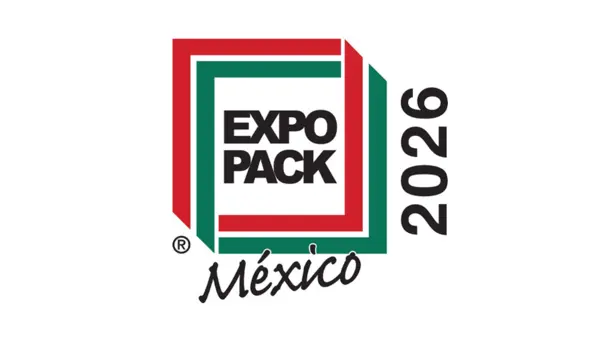 EXPO PACK Mexico 2026 的徽标以鲜艳的红色、绿色和黑色为主色调，代表了展会对包装行业的关注。