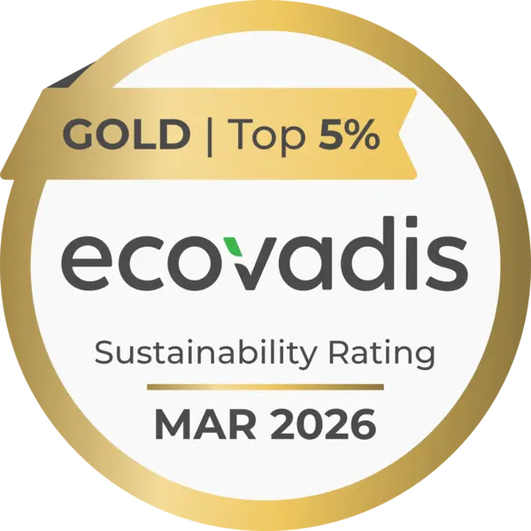 Ecovadis 金牌可持续发展评级徽章彰显了耐驰对环境责任和卓越质量的承诺。