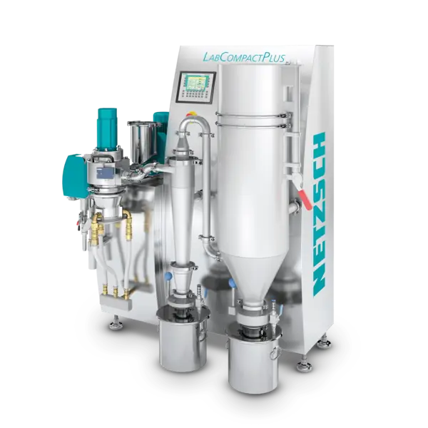 Moinho a jato espiral NETZSCH LabCompact Plus para moagem ultrafina com controle digital e operação eficiente.