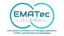 Logo der EMATec 2026 Konferenz mit Fokus auf nachhaltige PM- und AM-Materialien und Technologien in Dresden