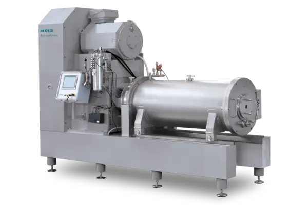 NETZSCH MasterRefiner wet grinding and dispersing machine for efficient material processing in chemicals and pharma industries.