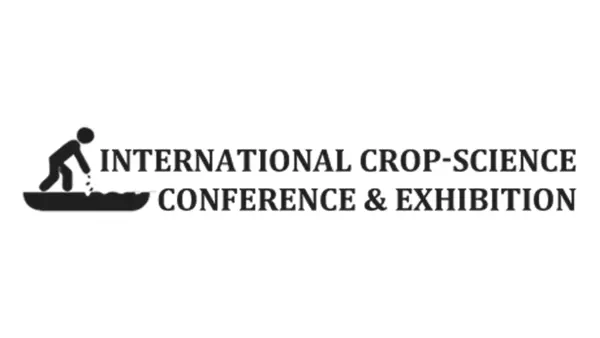 Logotipo de la Conferencia y Exposición Internacional de Ciencias de los Cultivos con la silueta de una persona plantando semillas en un barco.